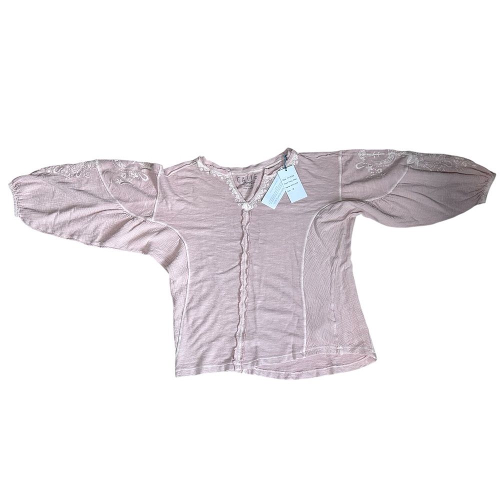 NWT Caite Rita Pink Embroidered Bohemian Cottagecore Top - Medium